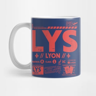 Vintage Lyon LYS Airport Code Travel Day Retro Travel Tag France Mug